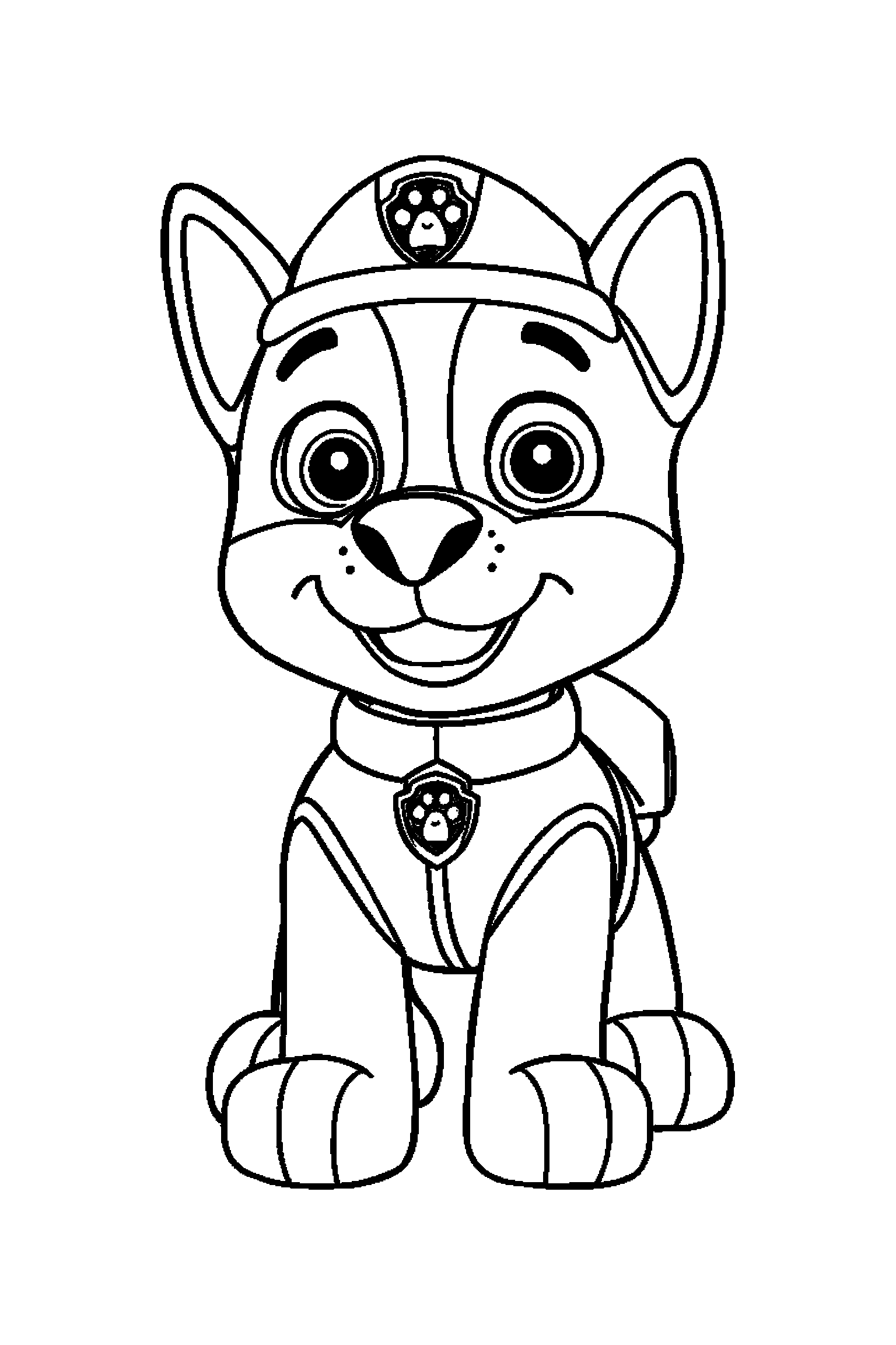 Coloriage Pat Patrouille gratuit à imprimer : Marcus debout avec les deux bras visibles et bien attachés au corps