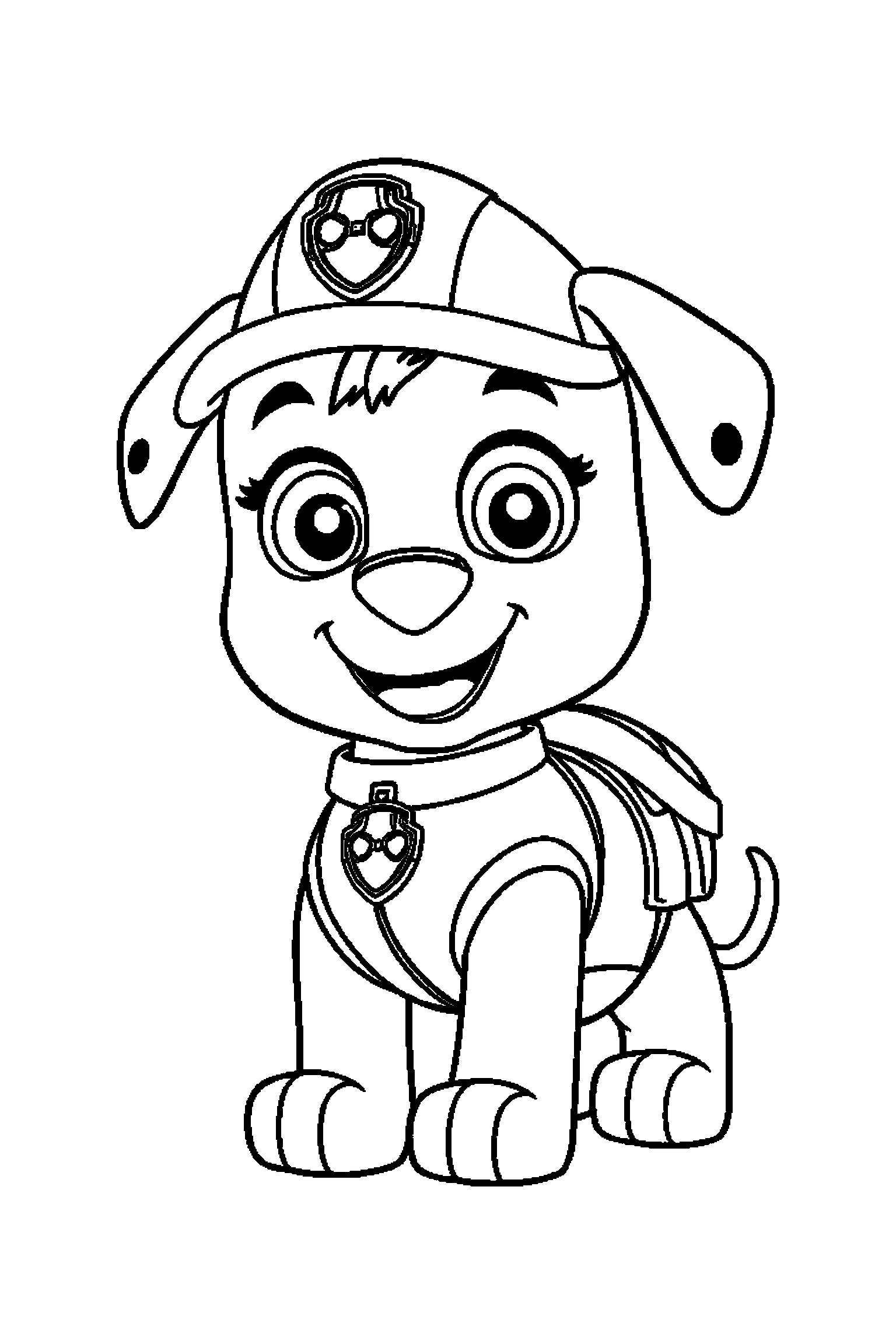 Coloriage Pat Patrouille gratuit à imprimer : portrait facile avec Stella et de grands contours
