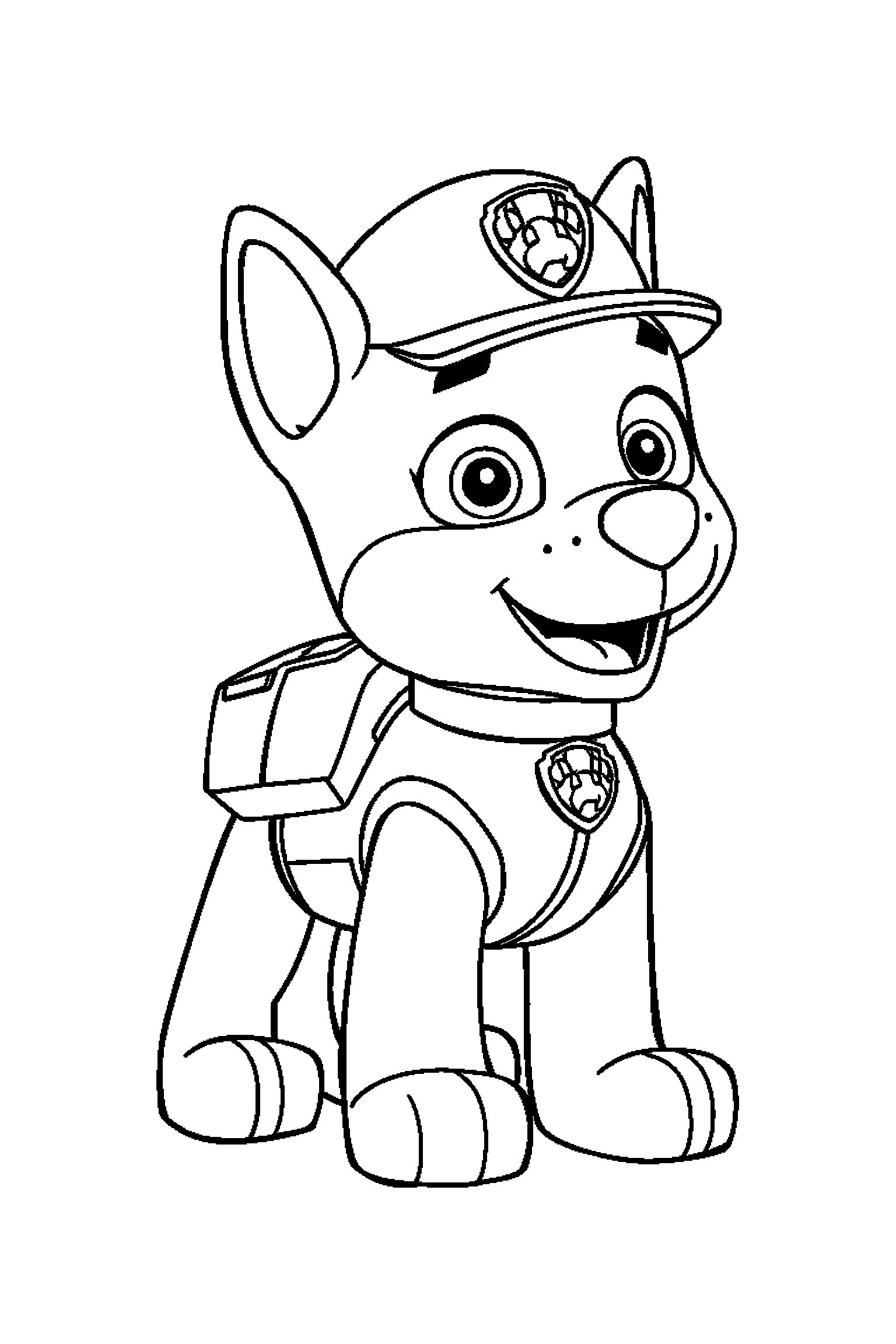 Coloriage Pat Patrouille gratuit à imprimer : Ruben tenant un talkie-walkie