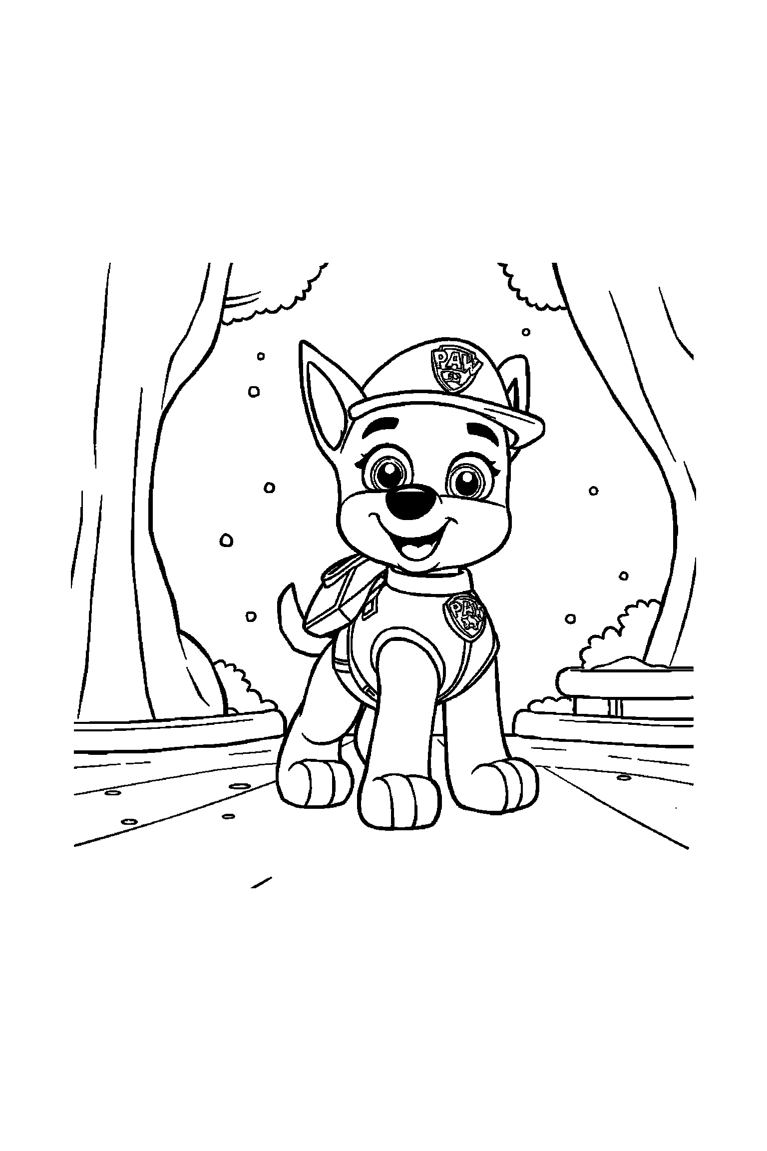 Coloriage Pat Patrouille gratuit à imprimer : Ryder qui danse sans décor compliqué