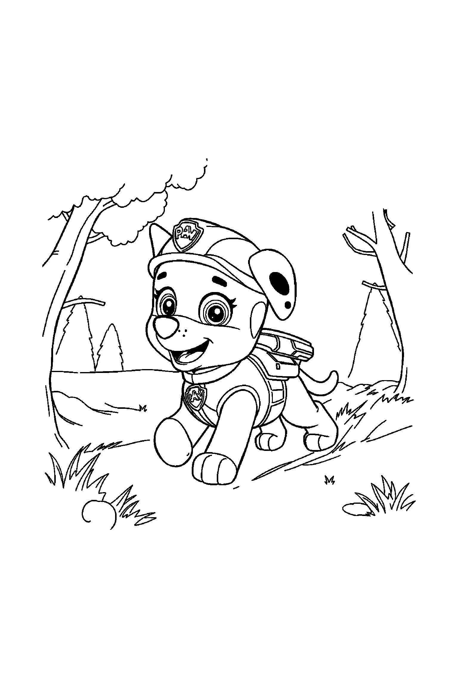 Coloriage Pat Patrouille gratuit à imprimer : Chase avec sirènes autour de lui