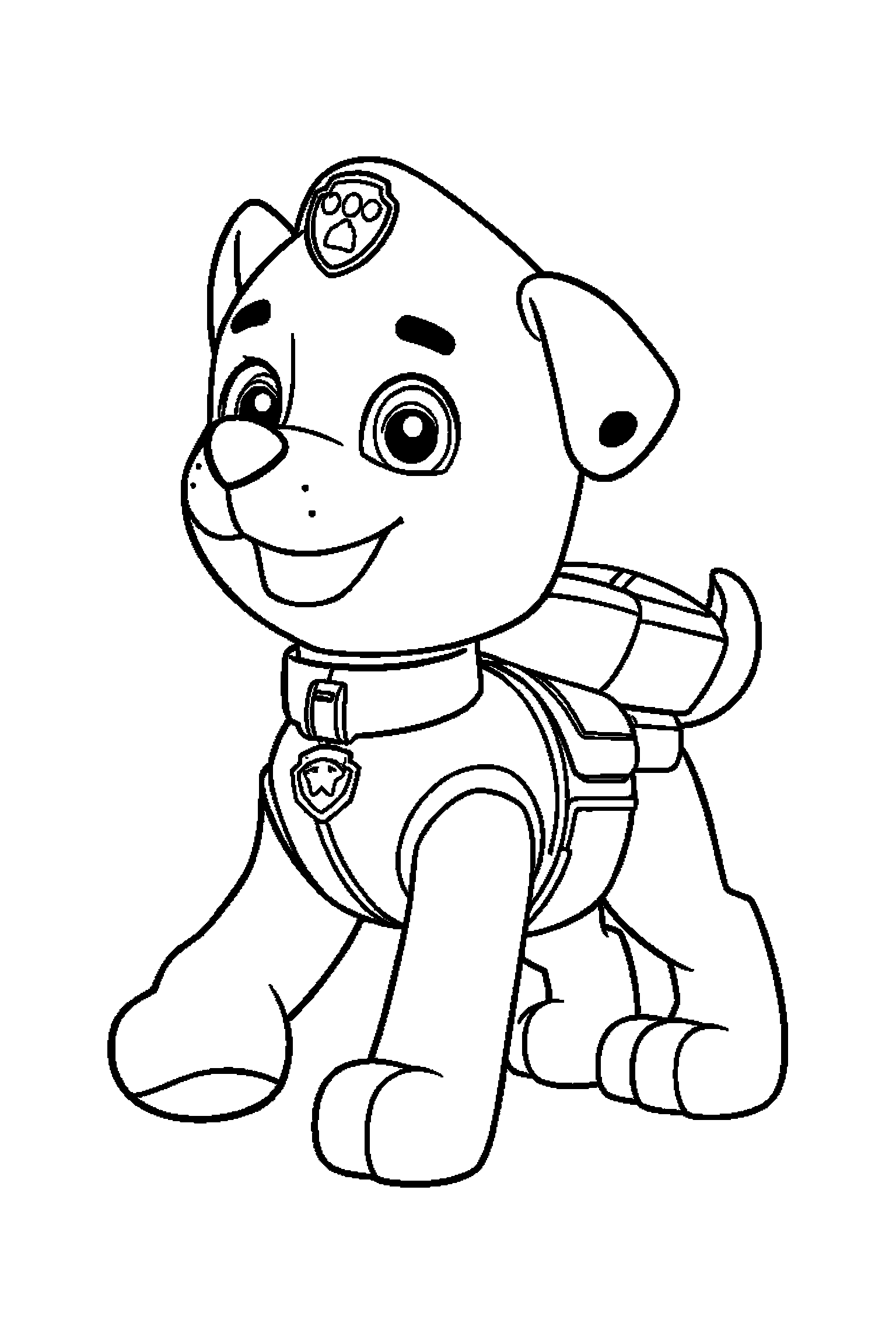 Coloriage Pat Patrouille gratuit à imprimer : Zuma qui marche calmement