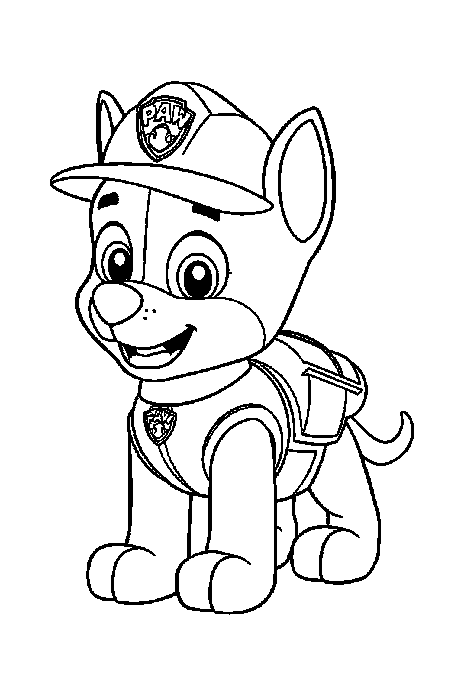 Coloriage Pat Patrouille gratuit à imprimer : Ryder dans une pose héroïque facile