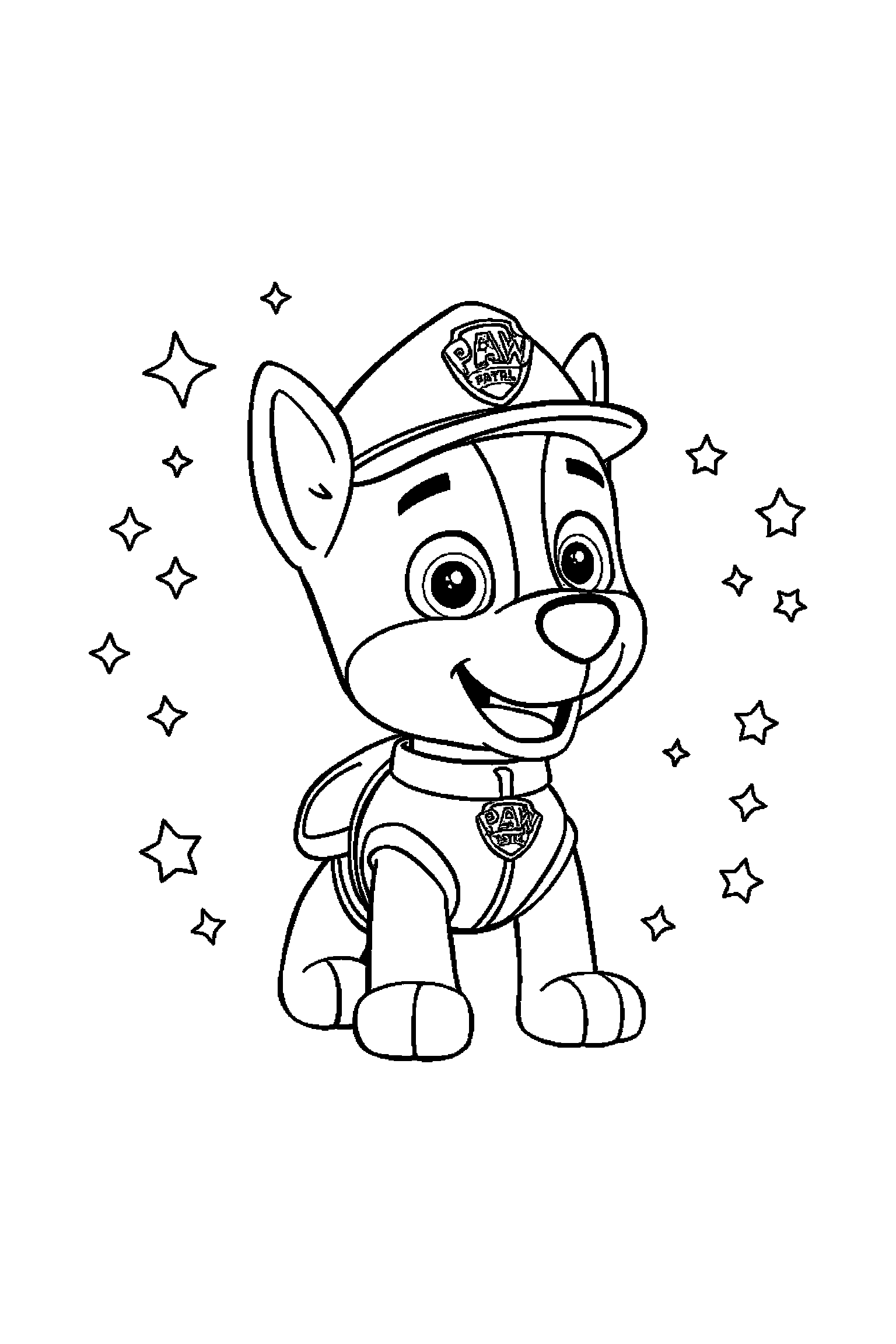 Coloriage Pat Patrouille gratuit à imprimer : Marcus entouré de grands contours arrondis