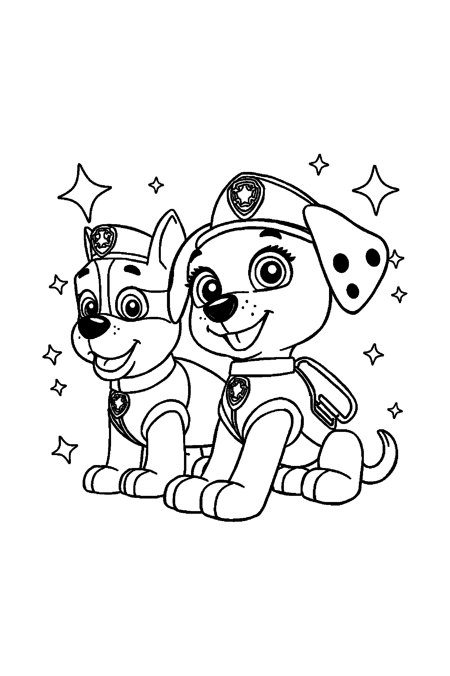 Coloriage Pat Patrouille gratuit à imprimer : Stella avec un décor très simple