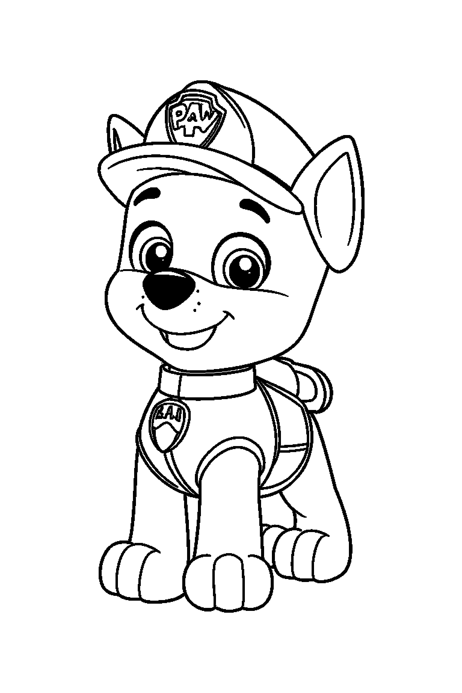 Coloriage Pat Patrouille gratuit à imprimer : Ruben prêt pour une aventure