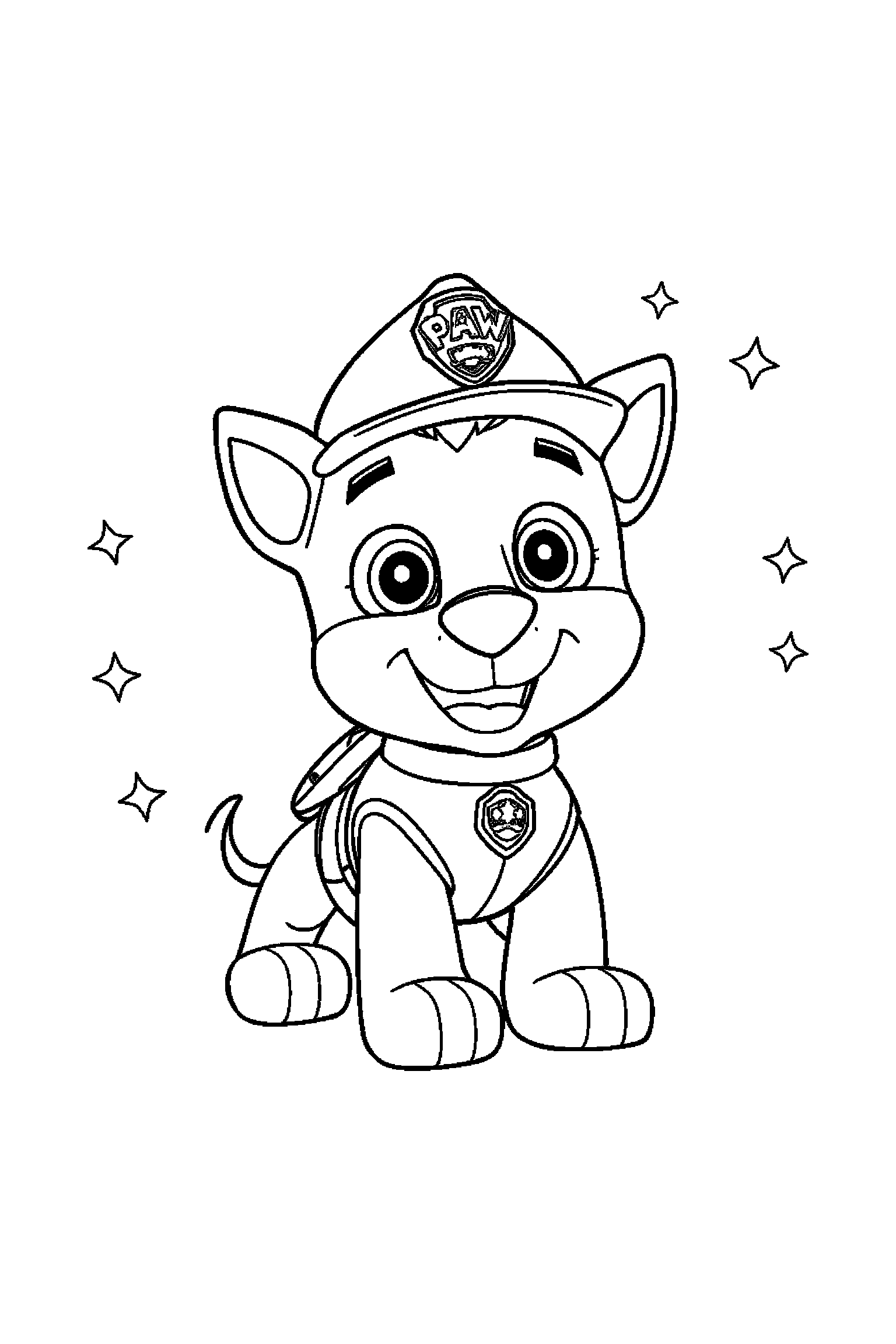 Coloriage Pat Patrouille gratuit à imprimer : Zuma avec une expression joyeuse