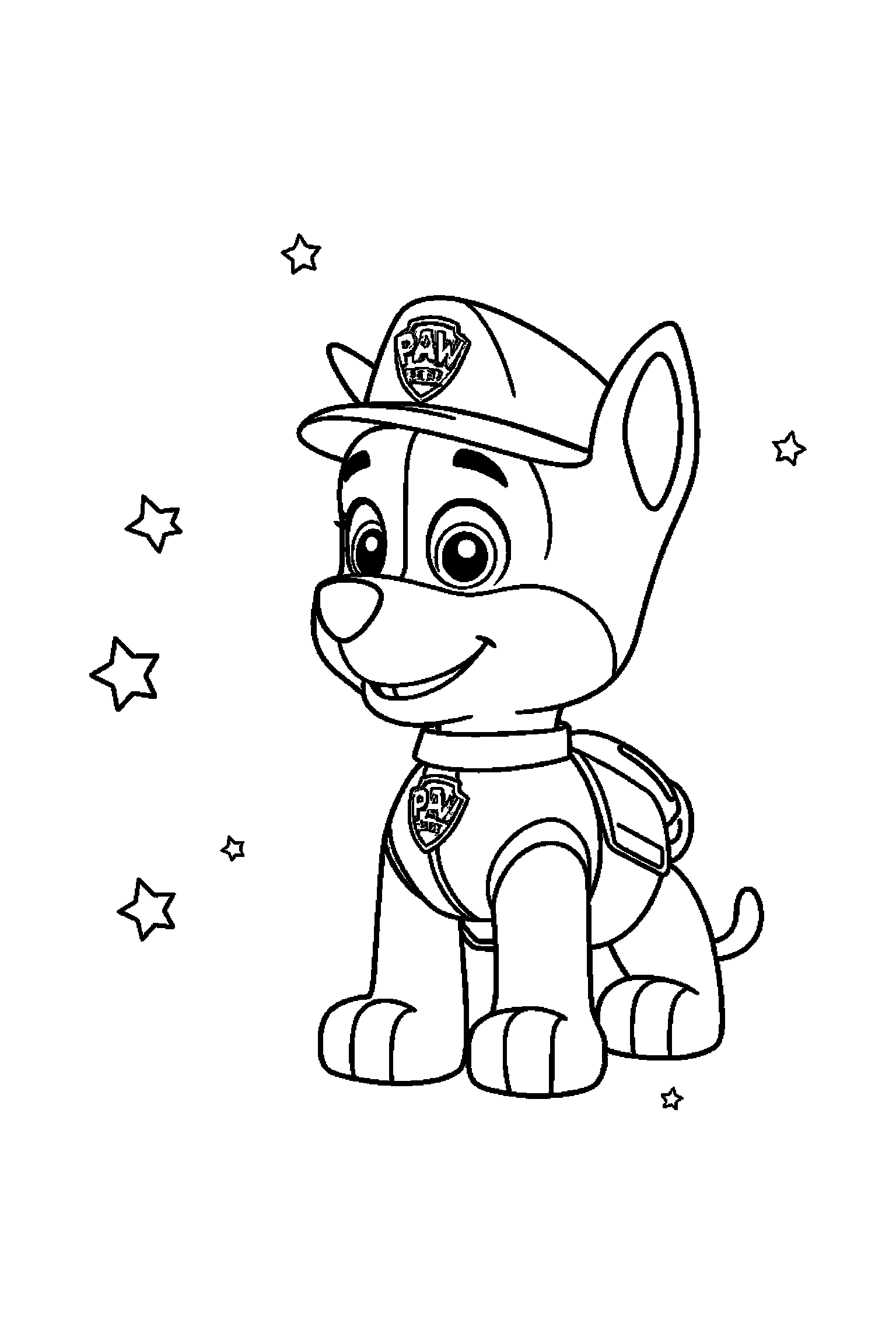 Coloriage Pat Patrouille gratuit à imprimer : Marcus dans une pose de profil simple