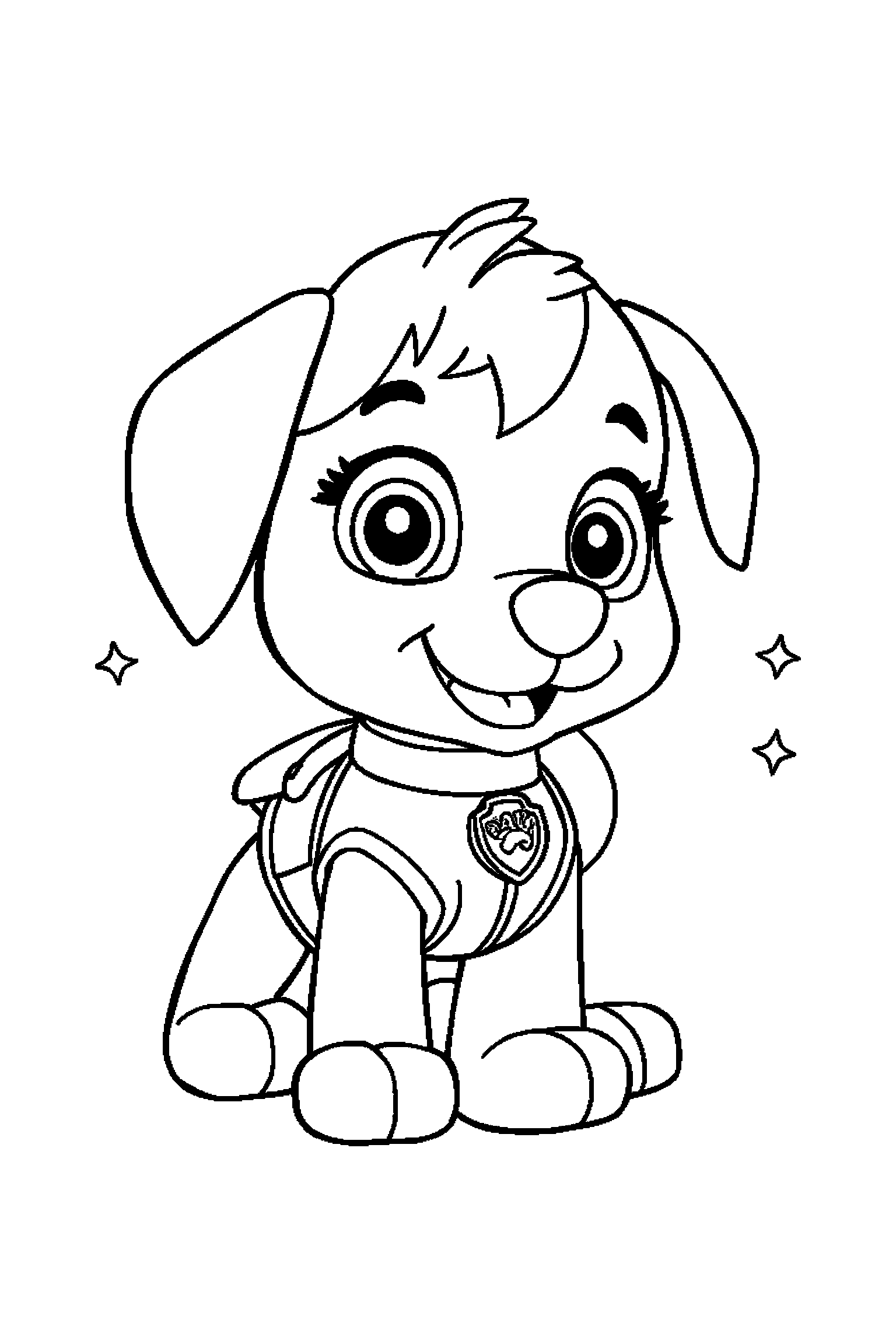 Coloriage Pat Patrouille gratuit à imprimer : Stella avec un accessoire facile à colorier