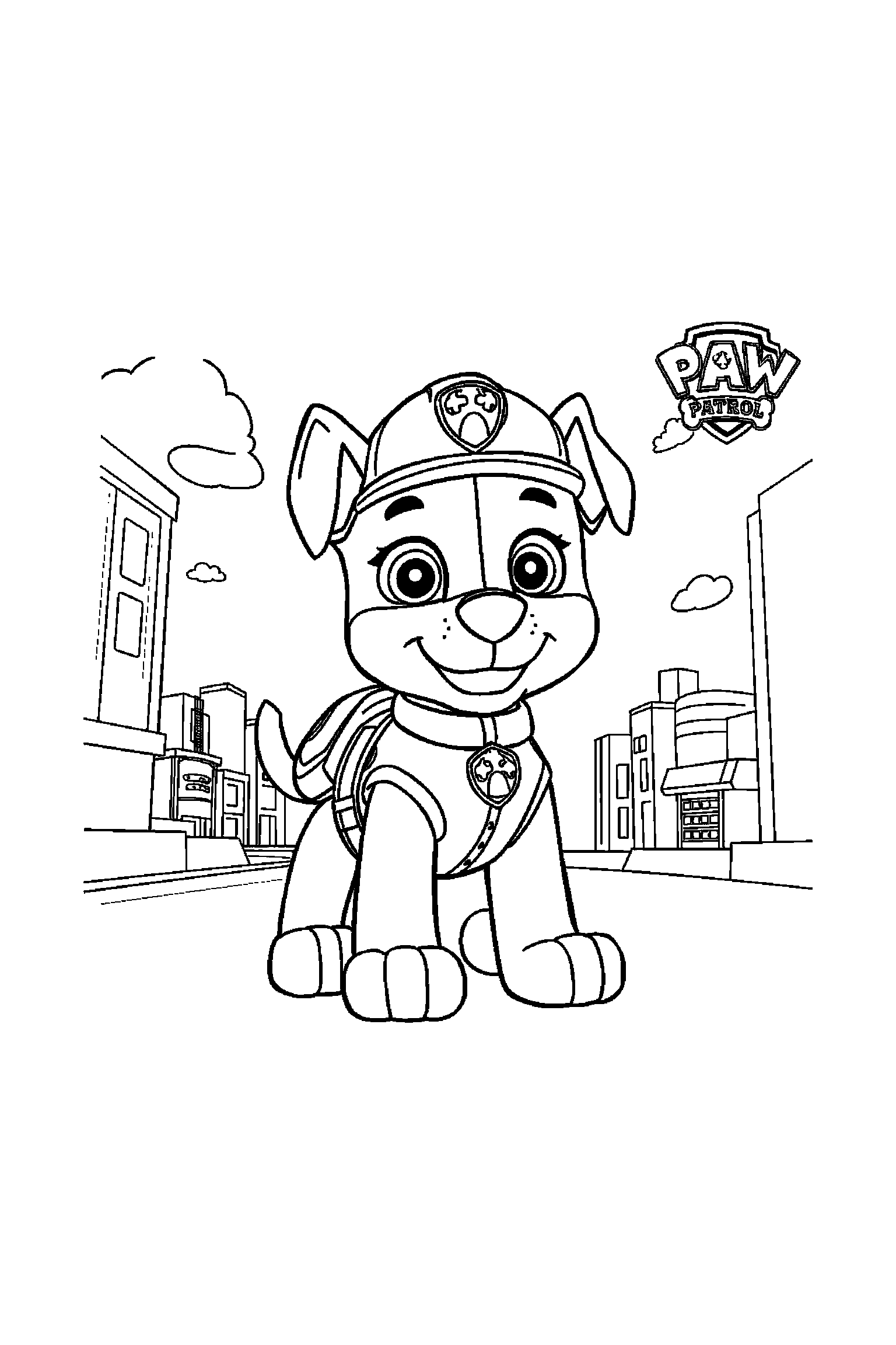 Coloriage Pat Patrouille gratuit à imprimer : Rocky en grand avec un outil simple