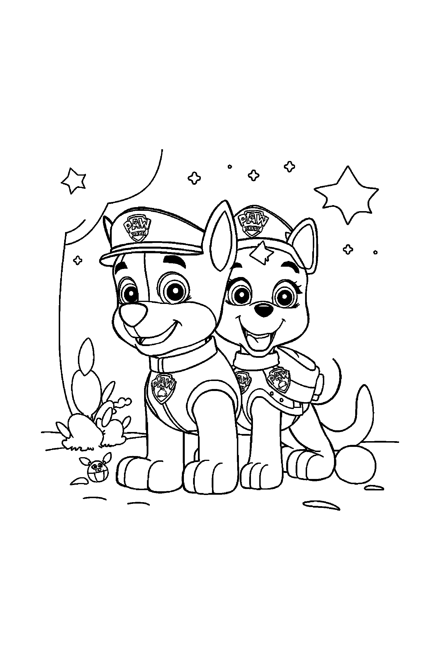 Coloriage Pat Patrouille gratuit à imprimer : Marcus avec un autre personnage de son univers