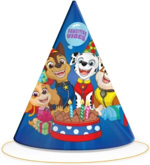 Lot de 6 chapeaux d'anniversaire Pat Patrouille