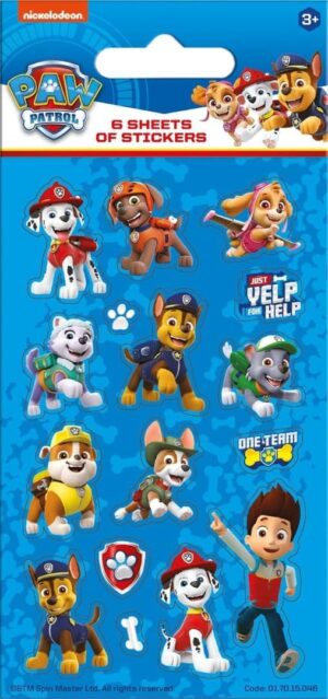 Lot de 6 feuilles d'autocollants Pat Patrouille