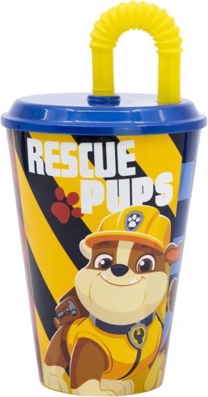 Gobelet réutilisable avec couvercle et paille Pat Patrouille 430 ml
