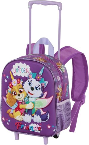 Sac à dos Pat Patrouille à roulettes 3D lilas 7 L