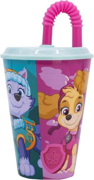 Gobelet Pat Patrouille avec couvercle et paille 430 ml