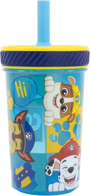 Gobelet anti-retournement avec paille Pat Patrouille 370 ml
