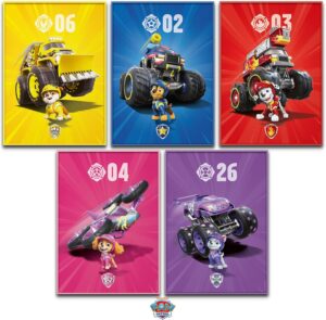 Lot de 5 affiches Pat Patrouille Rescue Wheels A4
