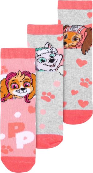 Lot de 3 chaussettes Pat Patrouille rose et gris