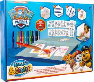 Kit de stylos pulvérisateurs Pat Patrouille 12 stylos et 16 pochoirs
