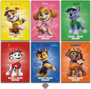 Lot de 6 posters A4 Pat Patrouille