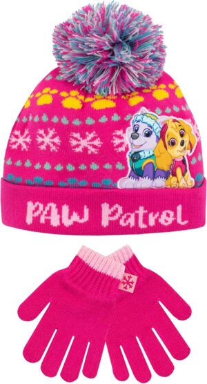 Ensemble hiver bonnet et gants Pat Patrouille Stella Everest rose