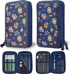 Trousse scolaire Pat Patrouille 2 compartiments bleu marine
