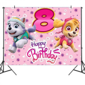 Toile de fond anniversaire Pat Patrouille 8 ans Stella Everest