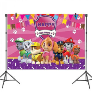 Toile de fond anniversaire Pat Patrouille Stella et ses amis