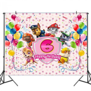 Toile de fond anniversaire Pat Patrouille ballons 6 ans