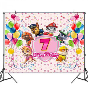 Toile de fond anniversaire Pat Patrouille ballons 7 ans