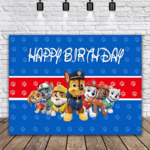 Toile de fond anniversaire Pat Patrouille empreintes