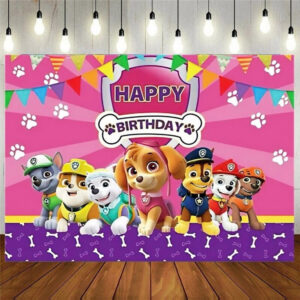Toile de fond fanions anniversaire Pat Patrouille