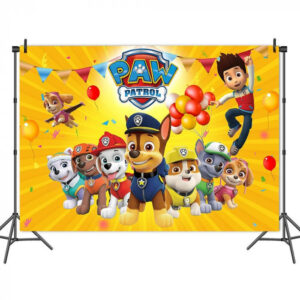 Toile de fond anniversaire Pat Patrouille chiots et Ryder