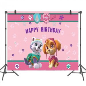 Toile de fond anniversaire Pat Patrouille Everest et Stella