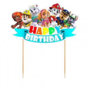 Décoration gâteau Pat Patrouille Happy Birthday - 20x11 cm