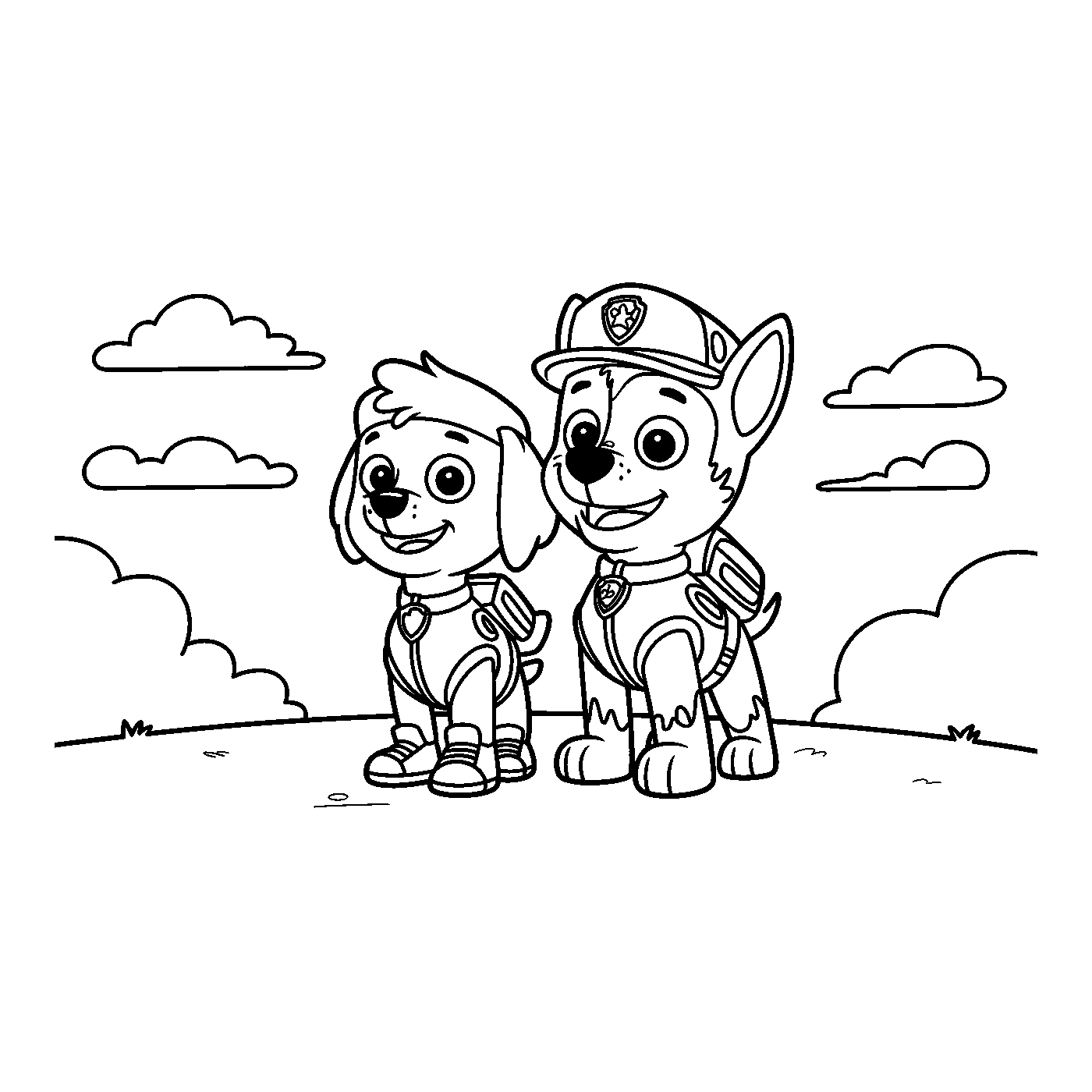Coloriage Pat Patrouille gratuit à imprimer : Ryder et les chiots en mission