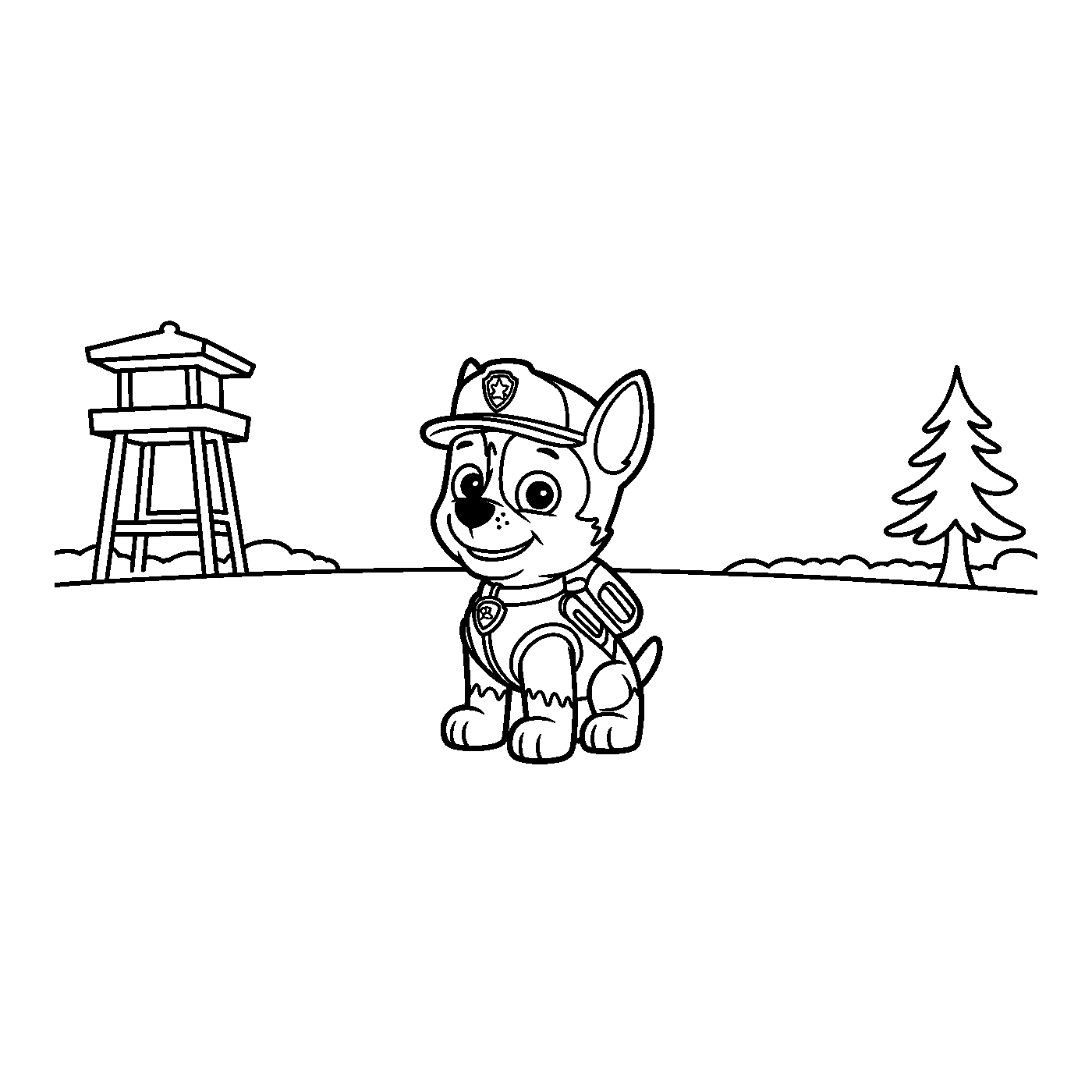 Coloriage Pat Patrouille gratuit à imprimer : Stella avec des étoiles