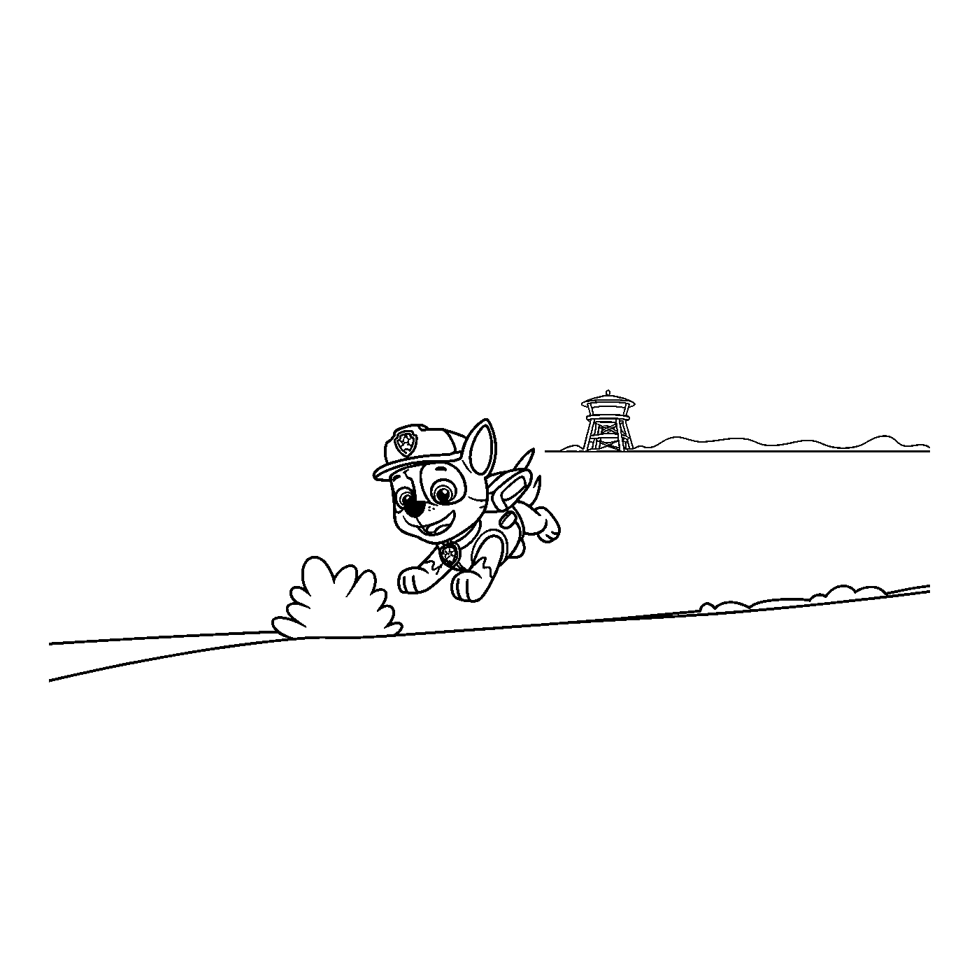 Coloriage Pat Patrouille gratuit à imprimer : chiots de la Pat Patrouille réunis